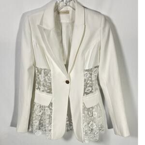 Mangosteen White Lace Jacket - Women's Size S - Made in Turkey